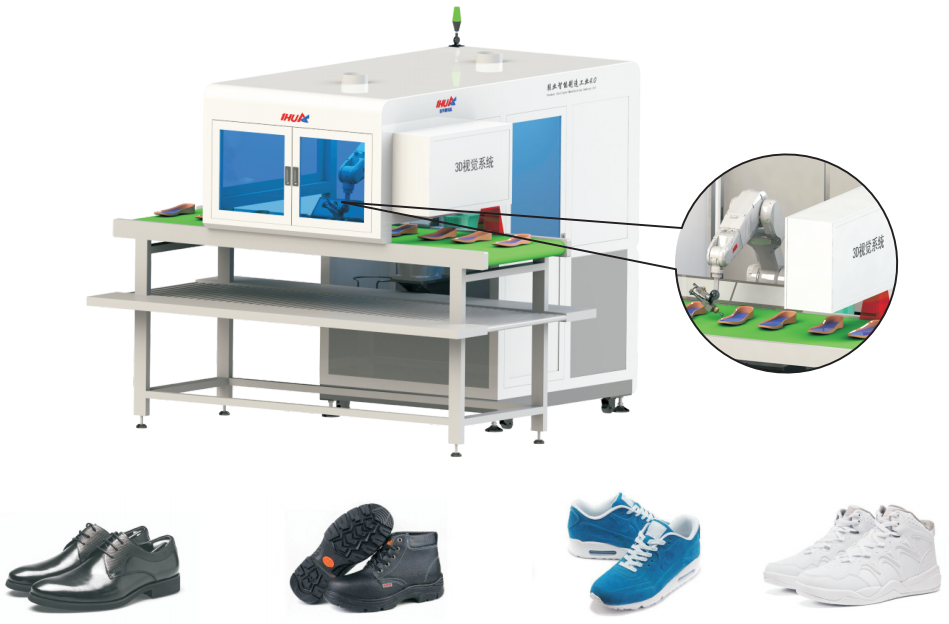 3D视觉传统线大底机器人喷胶工作站